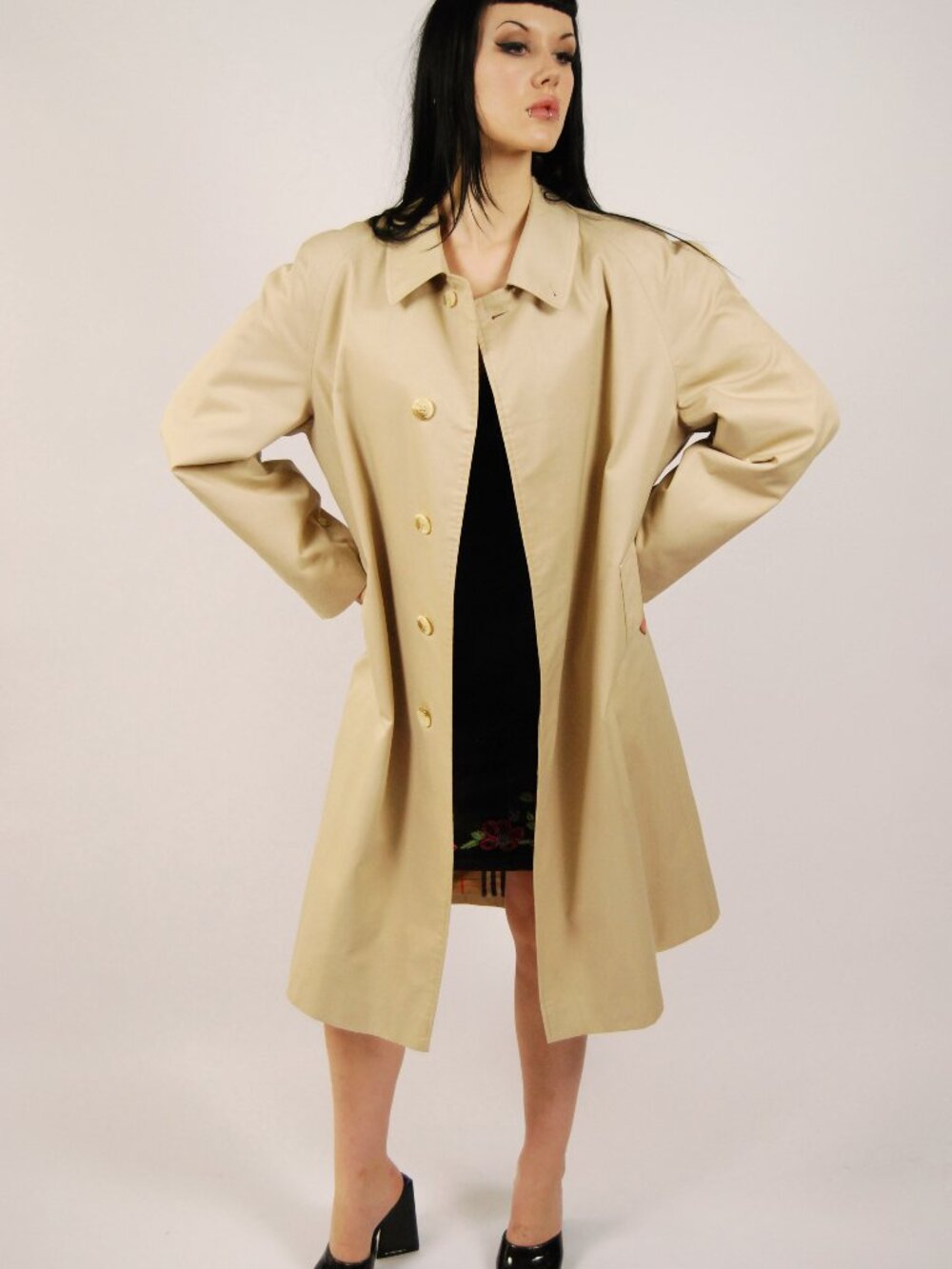 80s Burberry Trench Coat (XL) beige mens vintage Burberrys preppy designer retro